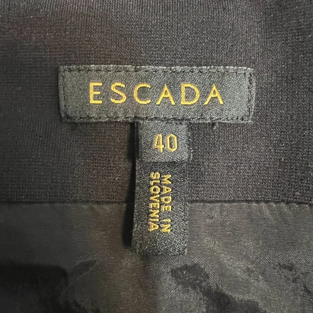 Escada Black Sheath Dress 40/M Cap Sleeve Cocktail Career Party Classic Stretch - Picture 6 of 13